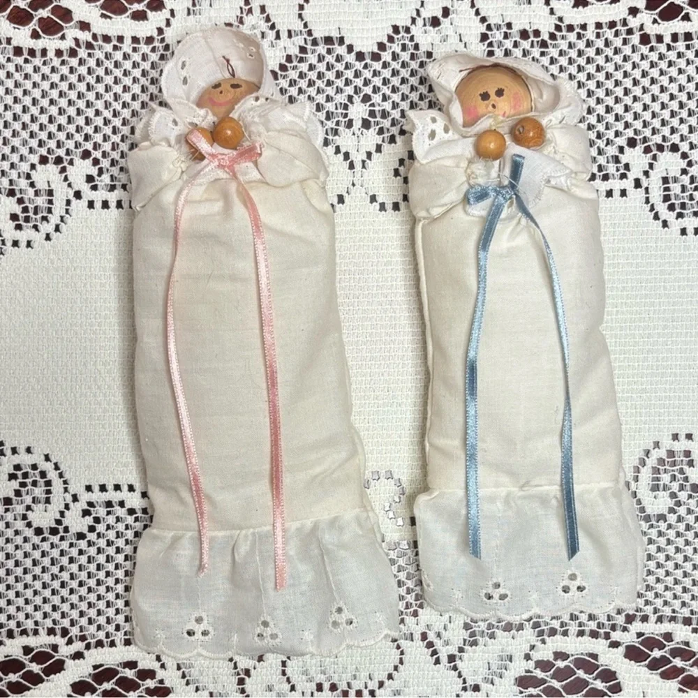Vintage Church Doll Handmade Hand Crafted Lace Cottage Vintage Toys Ivory Blue